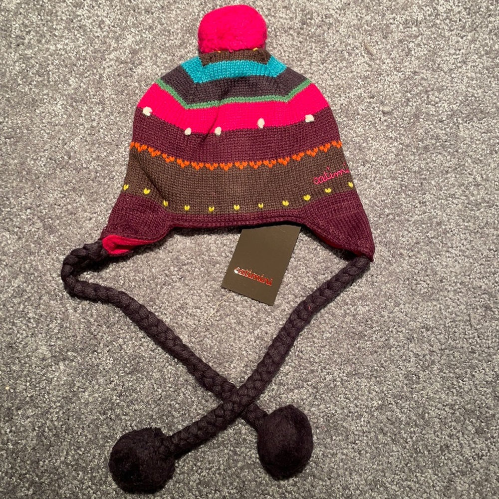 NWT Catimini Girls Pom Pom Hat